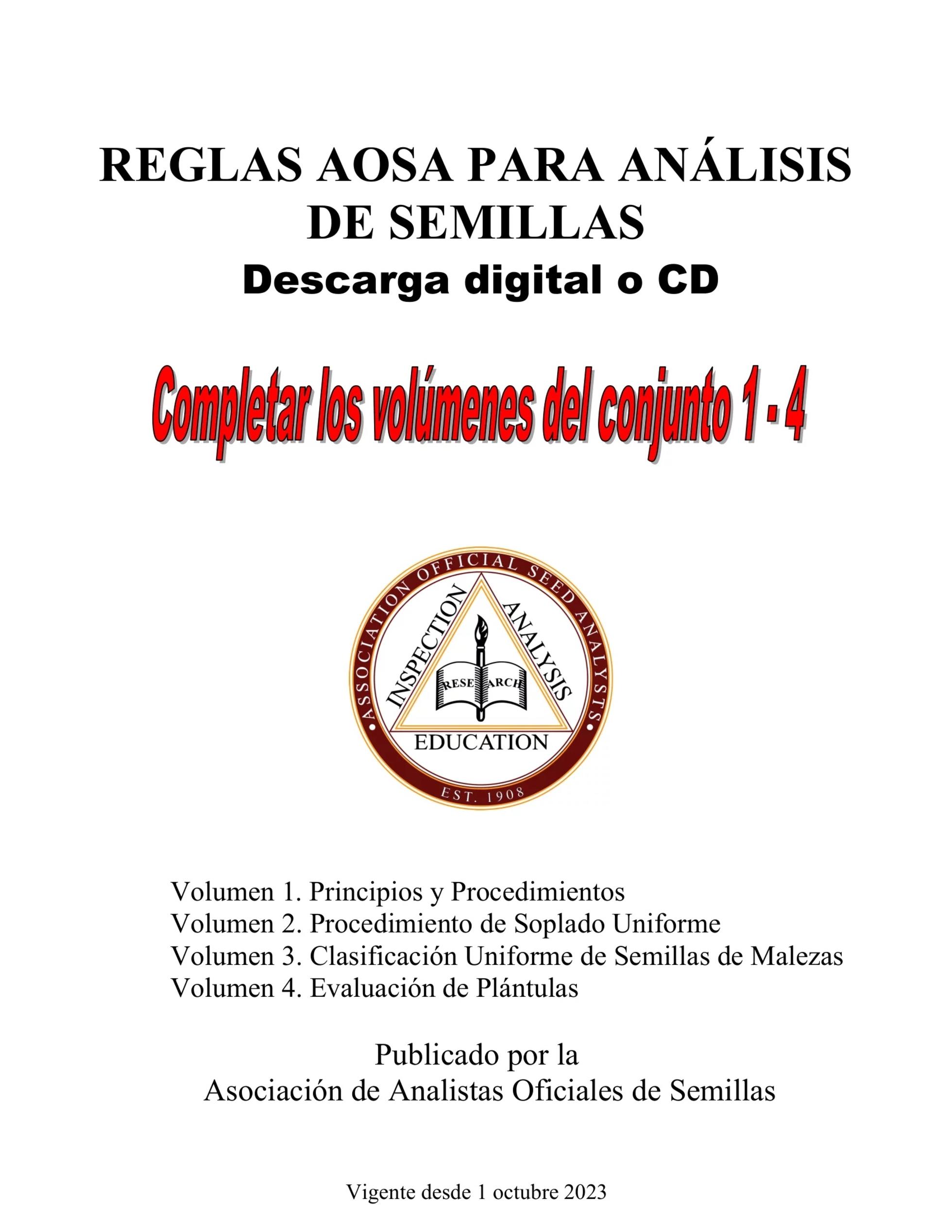  2023 AOSA Spanish Rules &ndash; Completar los vol&uacute;menes del conjunto 1-4
